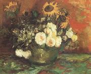 Bowl with Sunflowers,Roses and other Flowers (nn040
